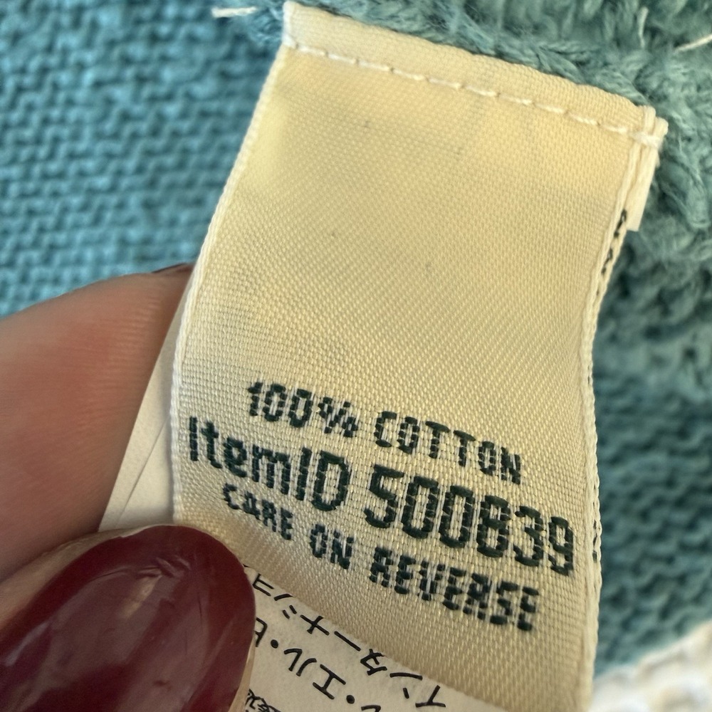 LL Bean Cotton Slub Rollneck Pullover Cotton Sweater Size M Teal Blue Fisherman - Picture 4 of 6